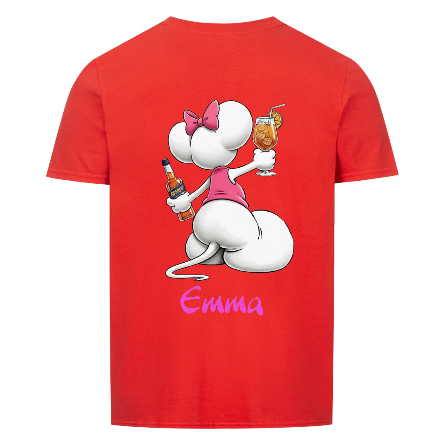 Mouse mit Wunsch Alkohol - T-Shirt Unisex RÜCKENDRUCK - personalisiert
