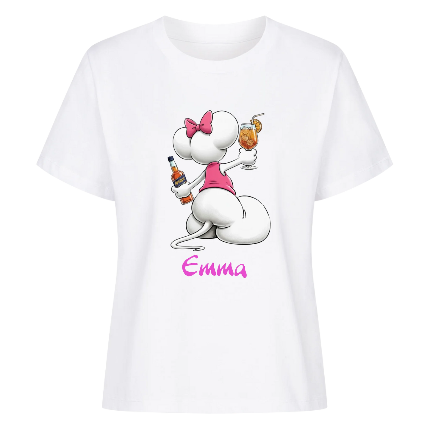 Mouse mit Wunschalkohol - Premium Organic T-Shirt Frauen FRONTDRUCK - personalisiert