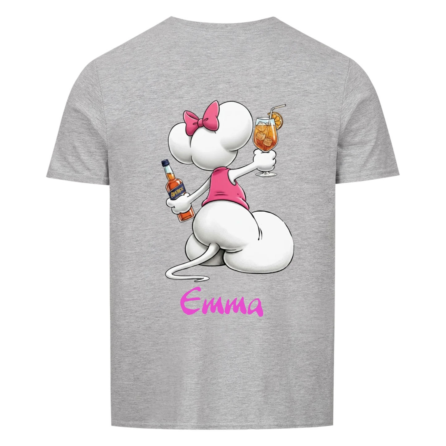 Mouse mit Wunsch Alkohol - T-Shirt Unisex RÜCKENDRUCK - personalisiert