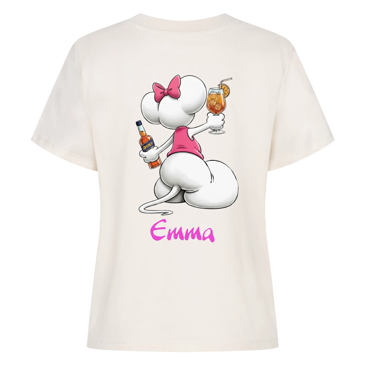 Mouse mit Wunsch Alkohol - Premium Organic T-Shirt Frauen RÜCKENDRUCK - personalisiert