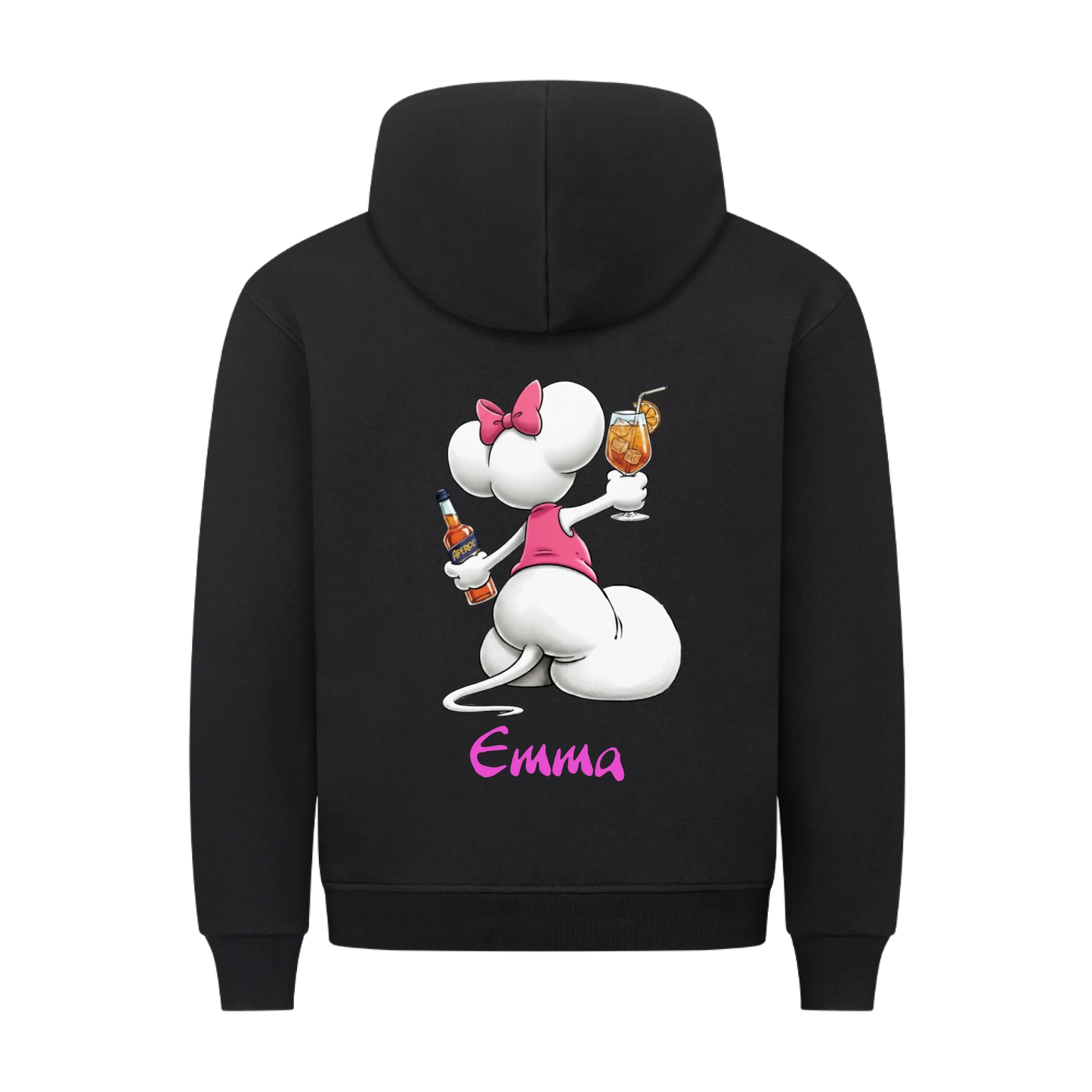 Mouse mit Wunsch Alkohol - Premium Hoodie RÜCKENDRUCK - personalisiert