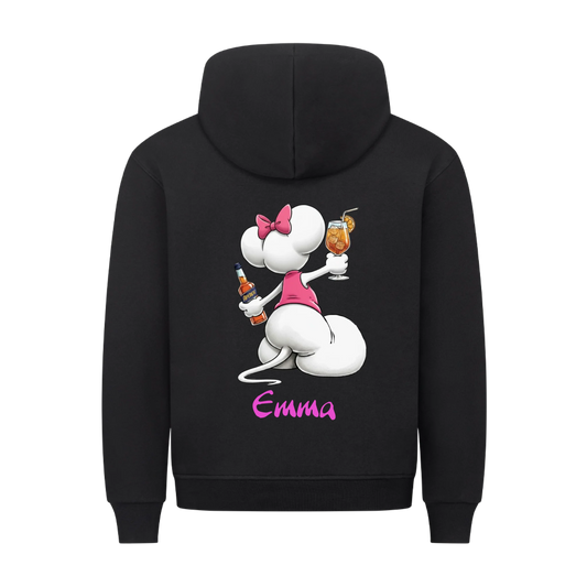 Mouse mit Wunsch Alkohol - Premium Hoodie RÜCKENDRUCK - personalisiert