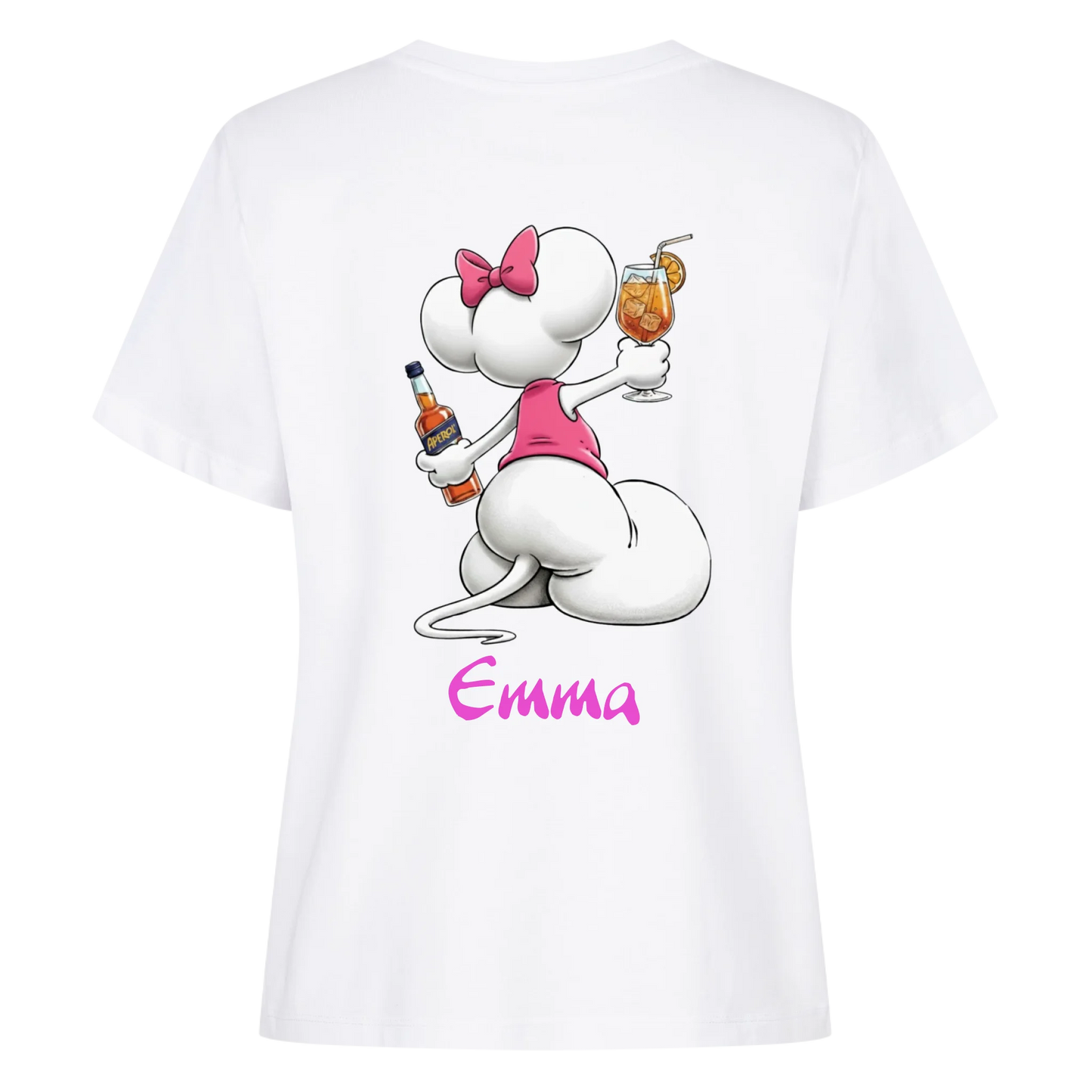 Mouse mit Wunsch Alkohol - Premium Organic T-Shirt Frauen RÜCKENDRUCK - personalisiert