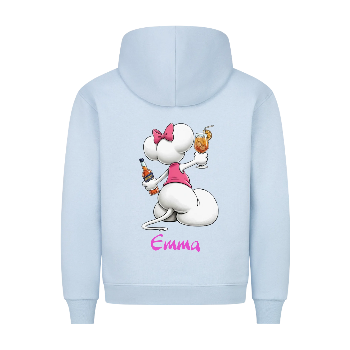 Mouse mit Wunsch Alkohol - Premium Hoodie RÜCKENDRUCK - personalisiert