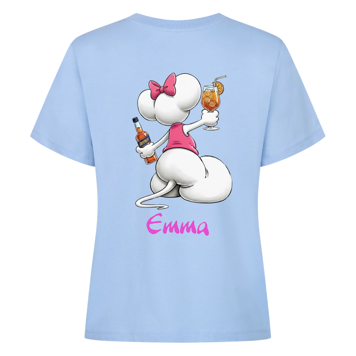 Mouse mit Wunsch Alkohol - Premium Organic T-Shirt Frauen RÜCKENDRUCK - personalisiert
