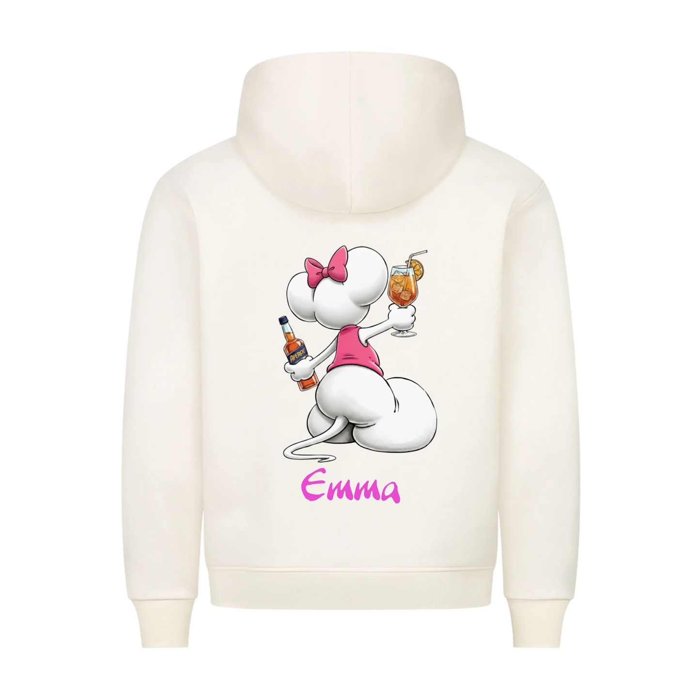 Mouse mit Wunsch Alkohol - Premium Hoodie RÜCKENDRUCK - personalisiert