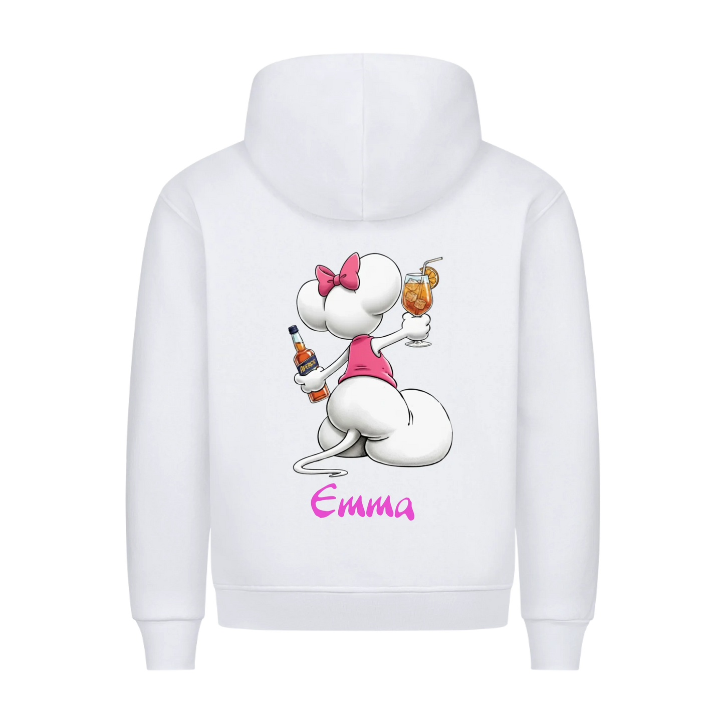Mouse mit Wunsch Alkohol - Premium Hoodie RÜCKENDRUCK - personalisiert