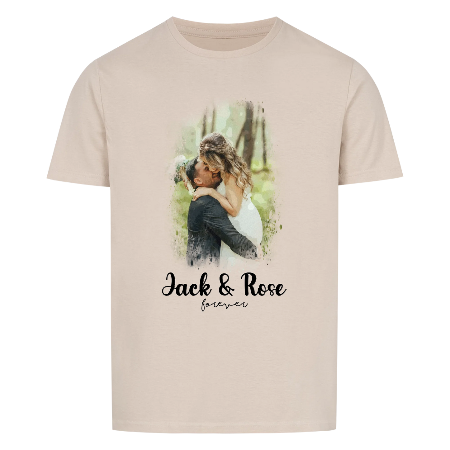 Dein Foto als Aquarell mit Namen und Wunschtext - T-Shirt Unisex personalisiert