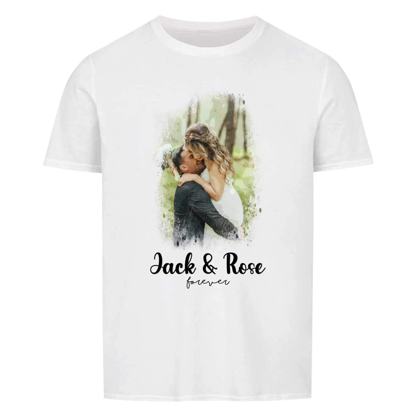 Dein Foto als Aquarell mit Namen und Wunschtext - T-Shirt Unisex personalisiert