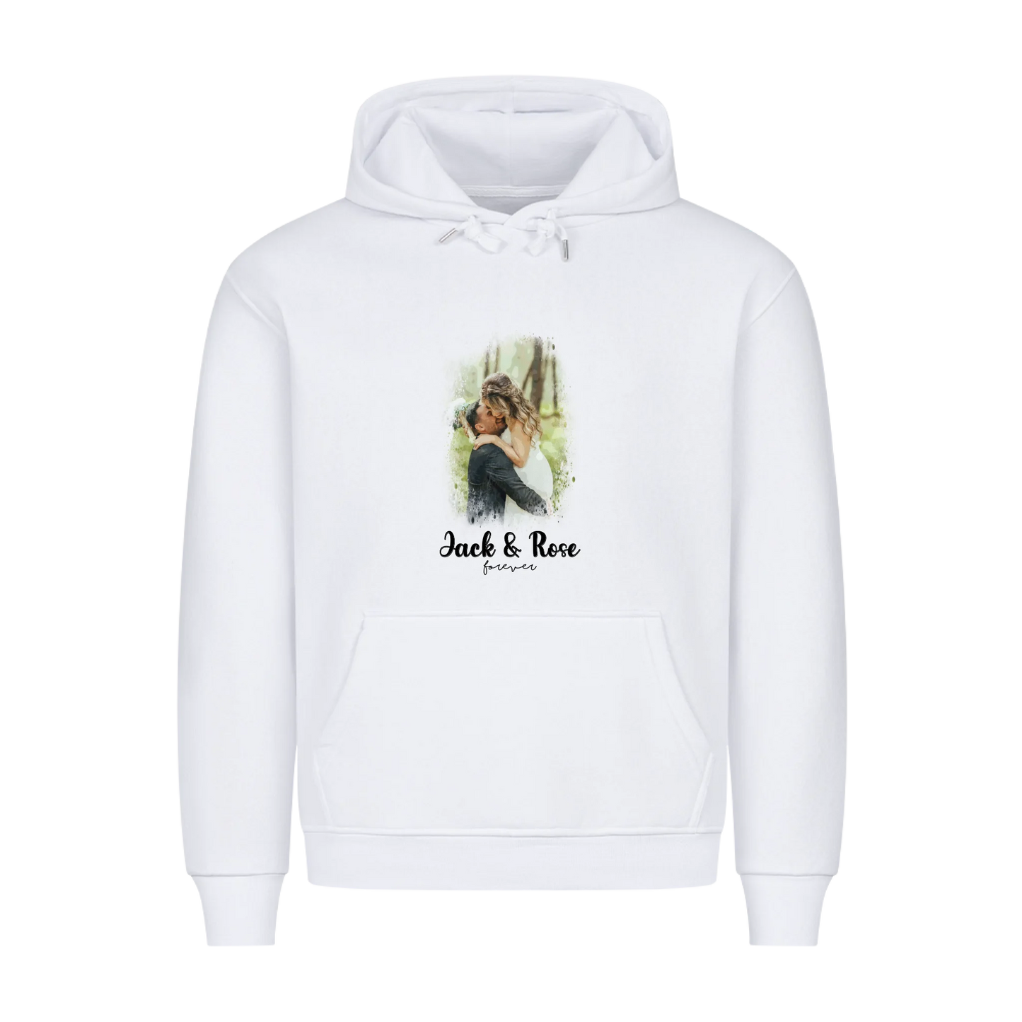 Dein Foto als Aquarell mit Namen und Wunschtext - Premium Hoodie personalisiert