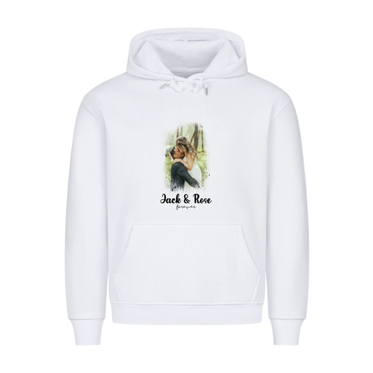 Dein Foto als Aquarell mit Namen und Wunschtext - Premium Hoodie personalisiert