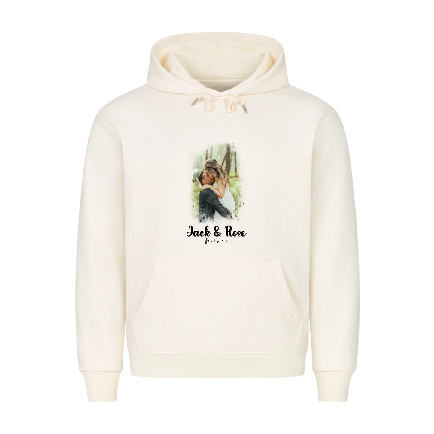 Dein Foto als Aquarell mit Namen und Wunschtext - Premium Hoodie personalisiert