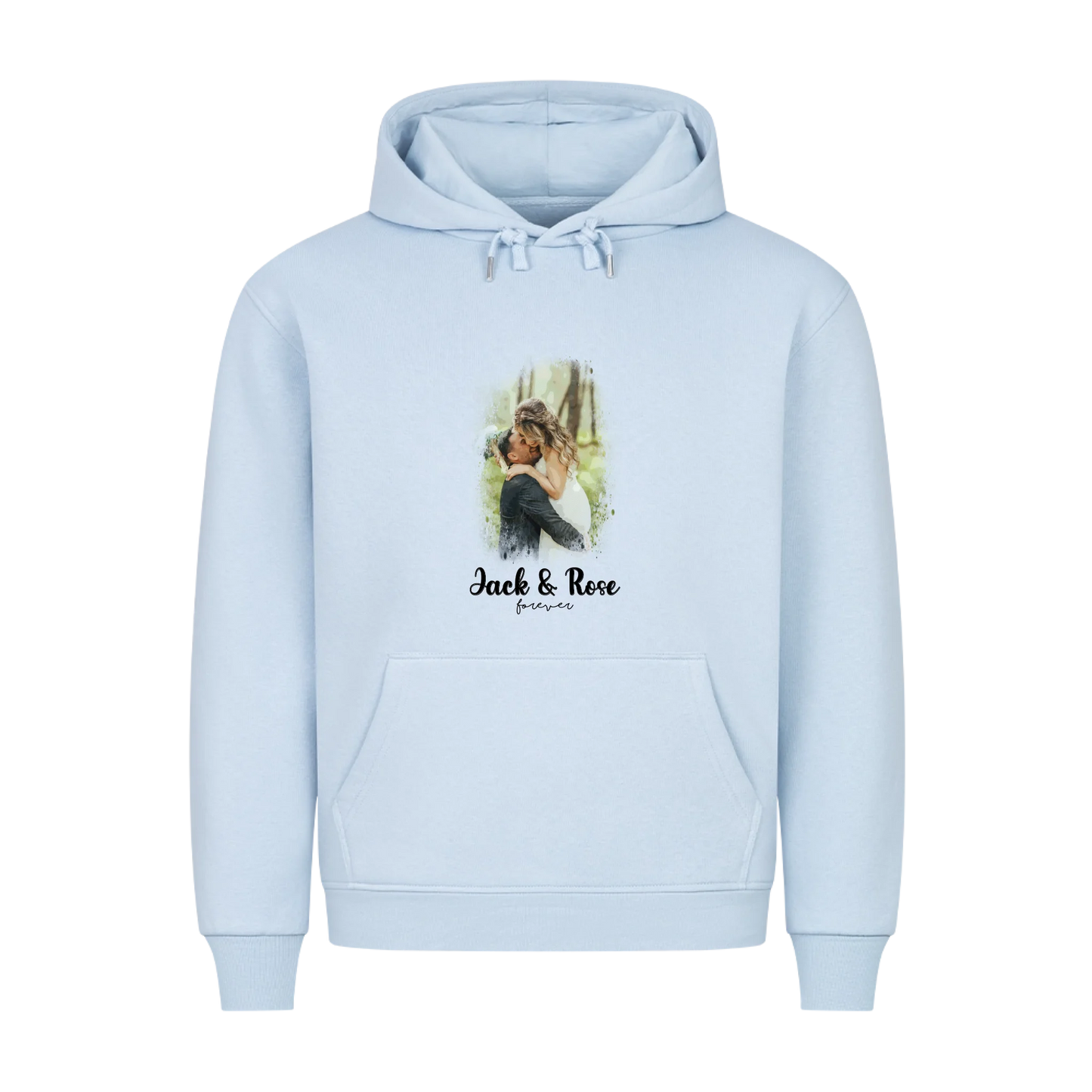 Dein Foto als Aquarell mit Namen und Wunschtext - Premium Hoodie personalisiert