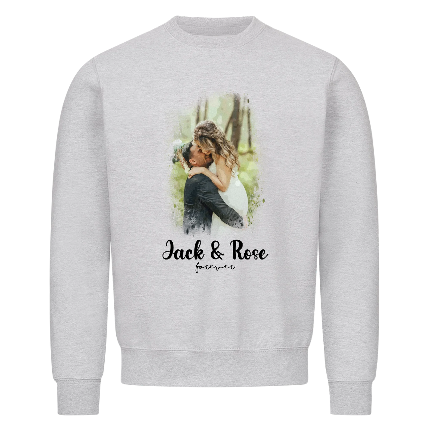 Dein Foto als Aquarell mit Namen und Wunschtext - Sweatshirt personalisiert