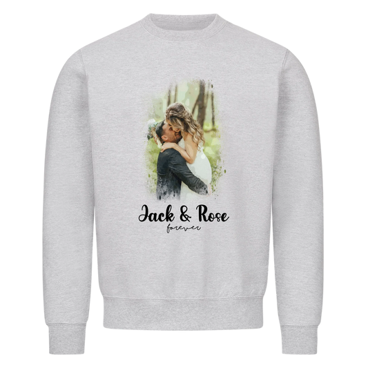 Dein Foto als Aquarell mit Namen und Wunschtext - Sweatshirt personalisiert