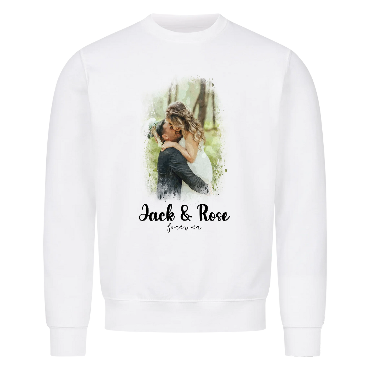Dein Foto als Aquarell mit Namen und Wunschtext - Sweatshirt personalisiert