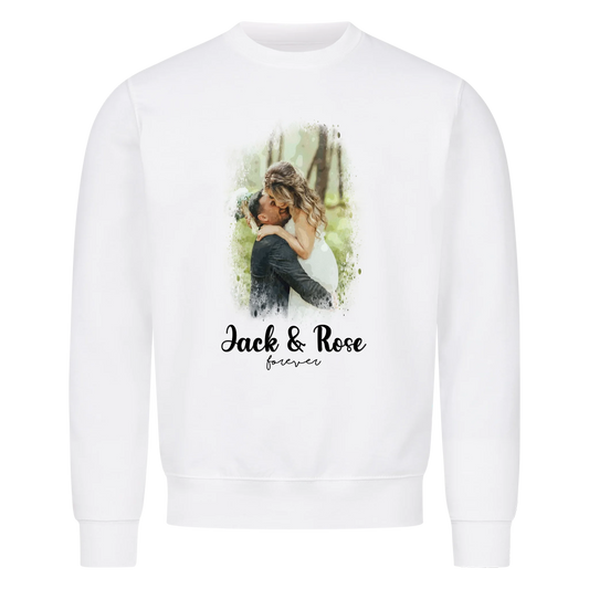 Dein Foto als Aquarell mit Namen und Wunschtext - Sweatshirt personalisiert