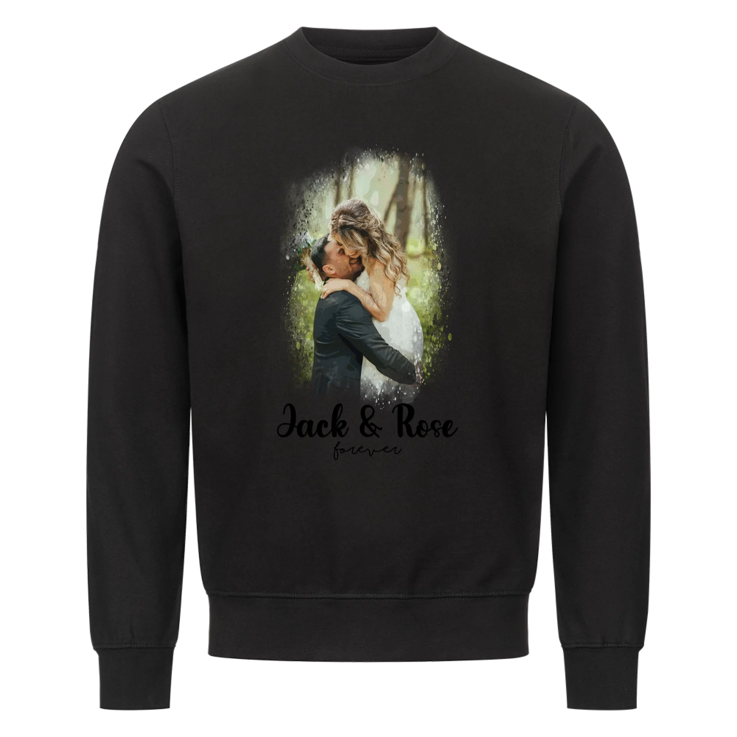 Dein Foto als Aquarell mit Namen und Wunschtext - Sweatshirt personalisiert