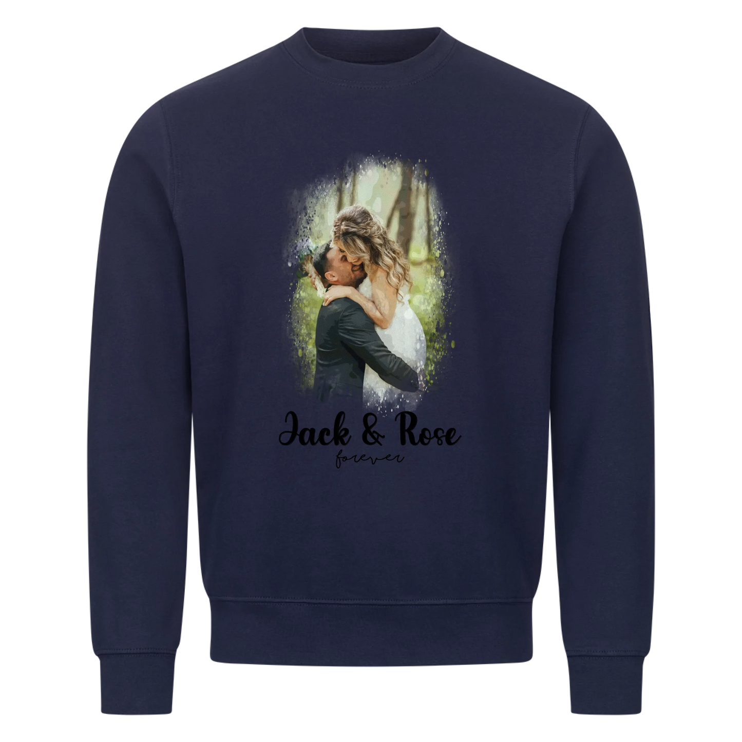 Dein Foto als Aquarell mit Namen und Wunschtext - Sweatshirt personalisiert