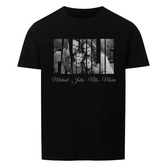 Familienbild mit Foto und Wunschnamen - personalisiertes T-Shirt Unisex für Männer und Frauen