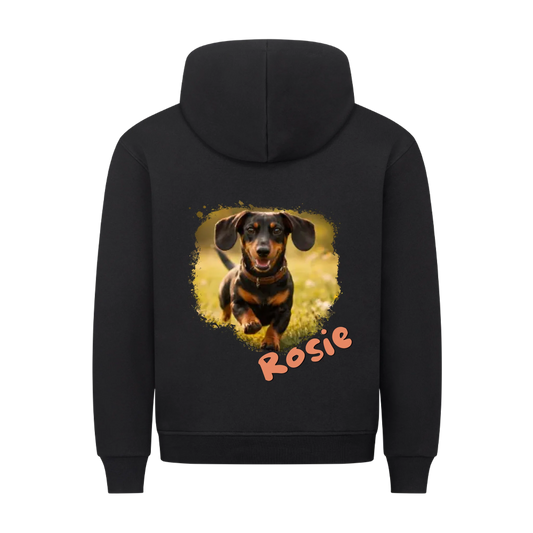 Personalisierte Haustier - Hoodie mit Foto und Name - Premium Hoodie - Rückendruck