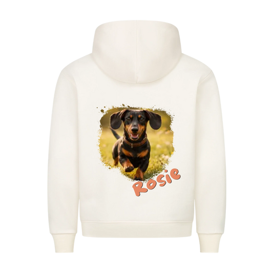 Personalisierte Haustier - Hoodie mit Foto und Name - Premium Hoodie - Rückendruck