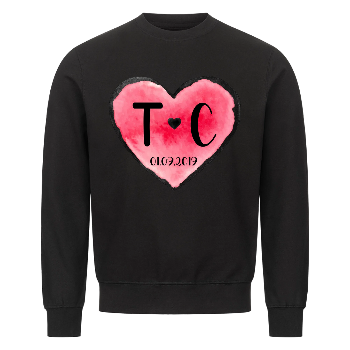 Valentinstag Herz mit Initialen & Datum - Sweatshirt - personalisiert