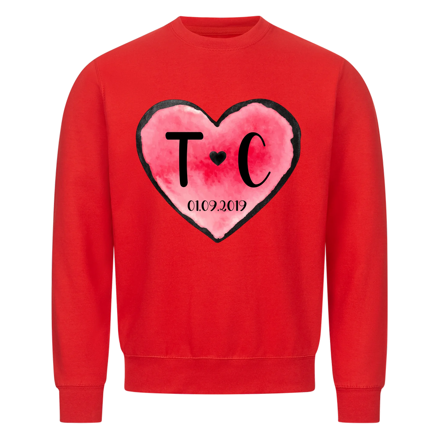 Valentinstag Herz mit Initialen & Datum - Sweatshirt - personalisiert