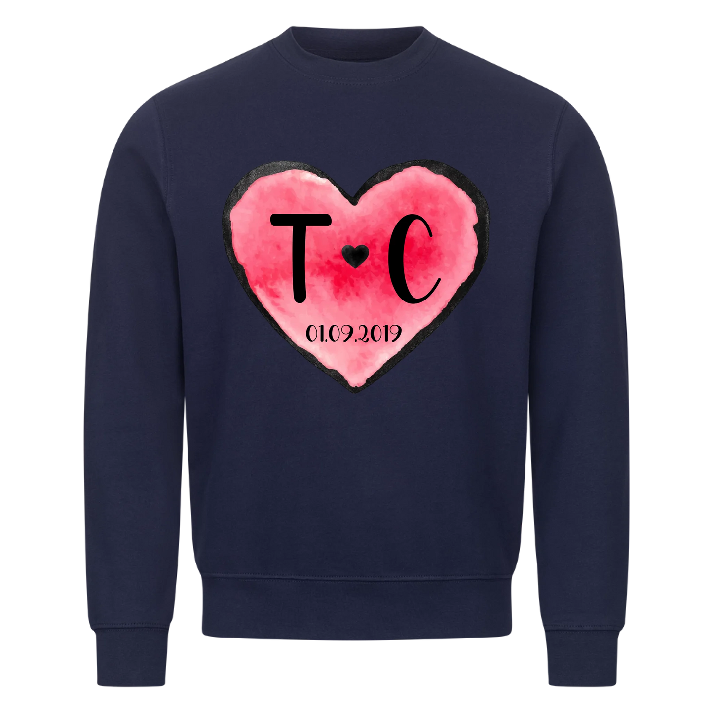 Valentinstag Herz mit Initialen & Datum - Sweatshirt - personalisiert