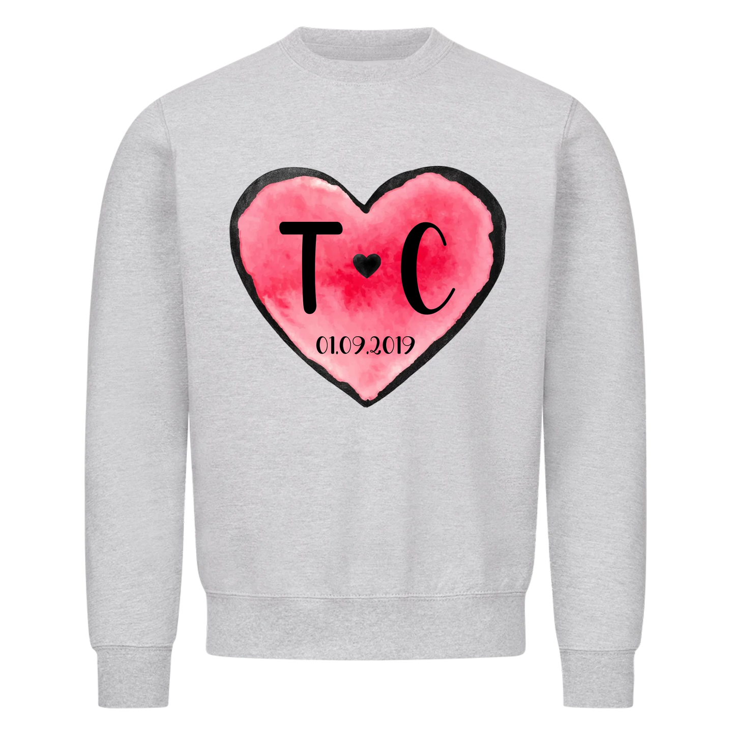 Valentinstag Herz mit Initialen & Datum - Sweatshirt - personalisiert