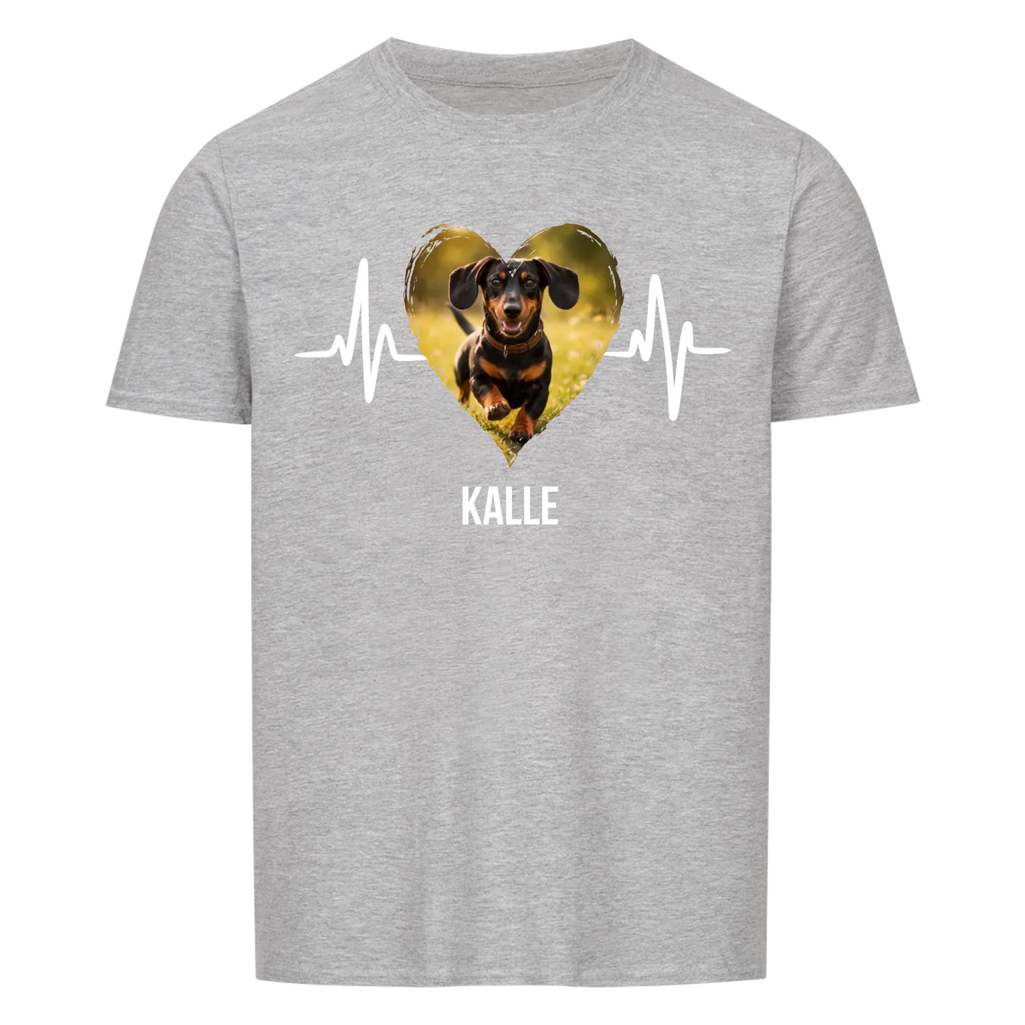 Herzschlag Haustier Herz -- T-Shirt mit Foto und Name - Unisex für Männer und Frauen