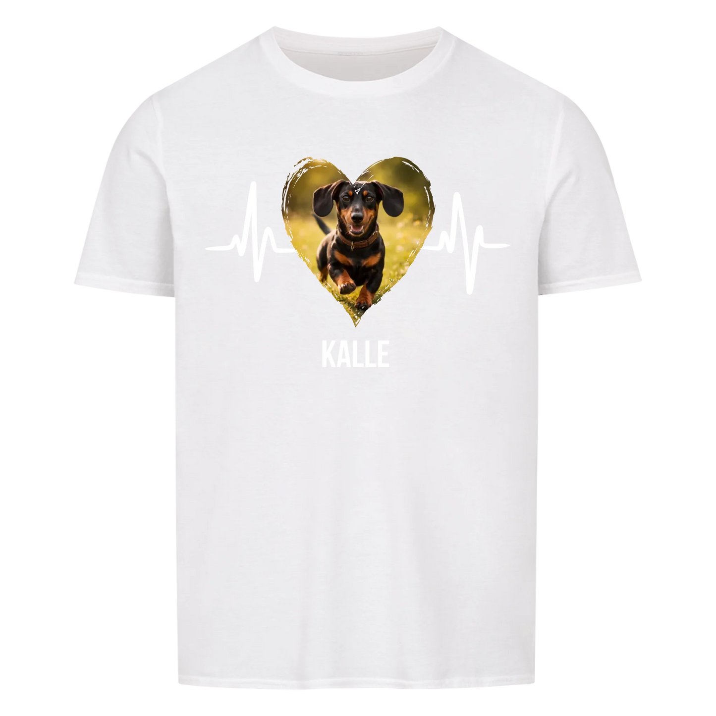 Herzschlag Haustier Herz -- T-Shirt mit Foto und Name - Unisex für Männer und Frauen