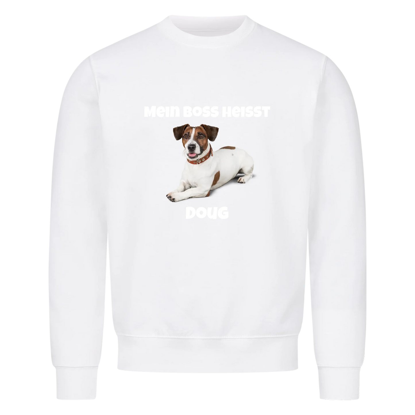 Mein Boss heisst (Hundefoto) | Haustier - Sweatshirt / Pulli mit Foto und Name