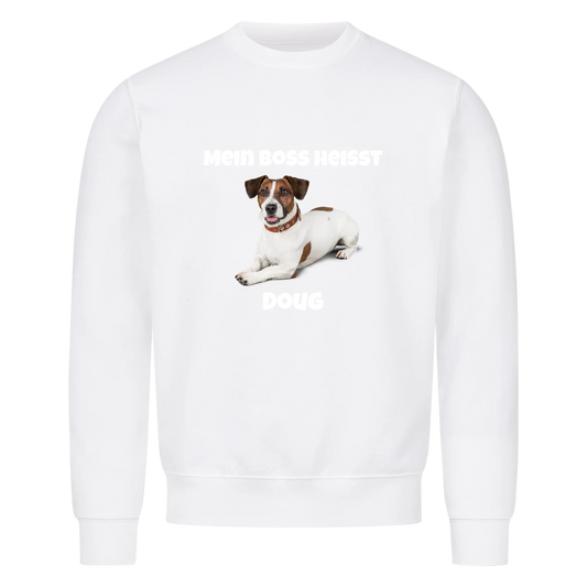 Mein Boss heisst (Hundefoto) | Haustier - Sweatshirt / Pulli mit Foto und Name