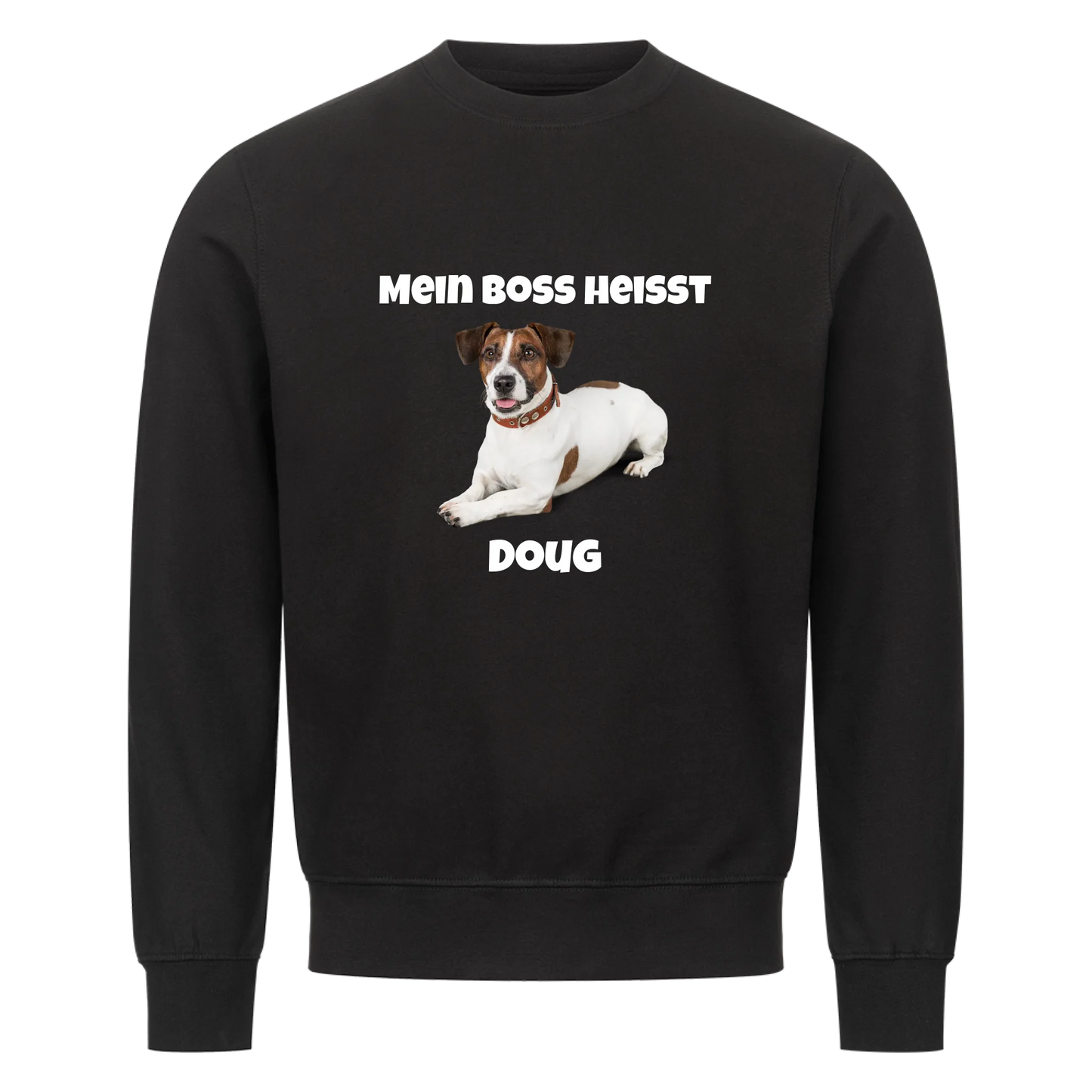 Mein Boss heisst (Hundefoto) | Haustier - Sweatshirt / Pulli mit Foto und Name