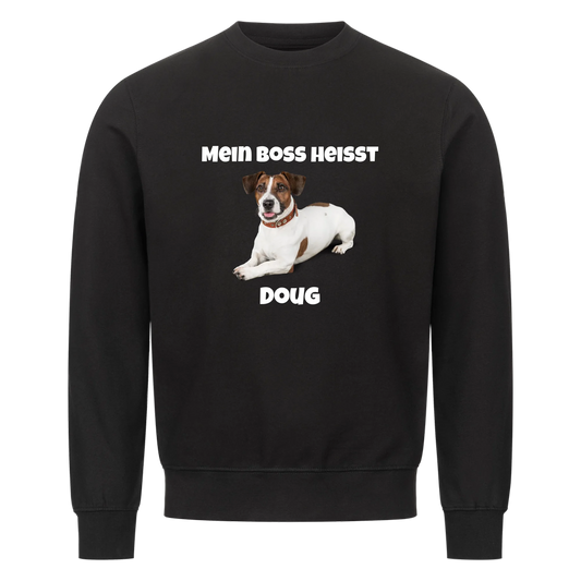Mein Boss heisst (Hundefoto) | Haustier - Sweatshirt / Pulli mit Foto und Name
