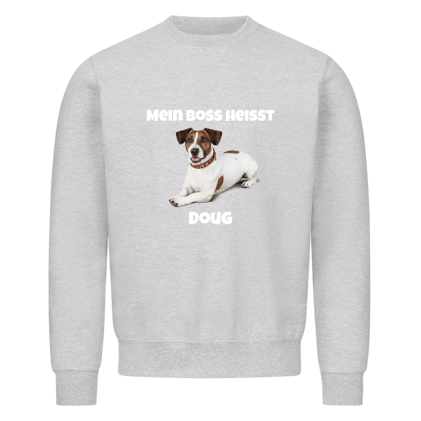 Mein Boss heisst (Hundefoto) | Haustier - Sweatshirt / Pulli mit Foto und Name