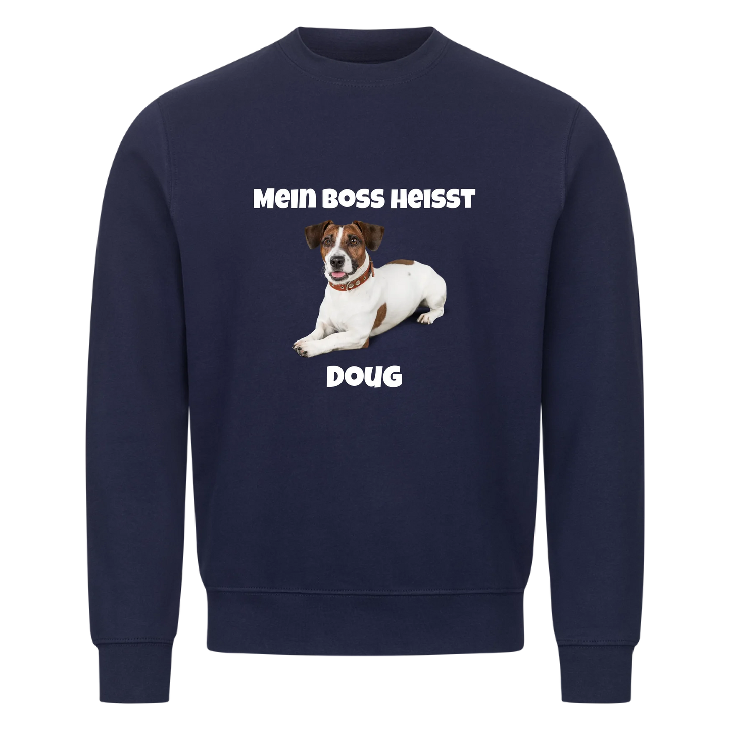 Mein Boss heisst (Hundefoto) | Haustier - Sweatshirt / Pulli mit Foto und Name