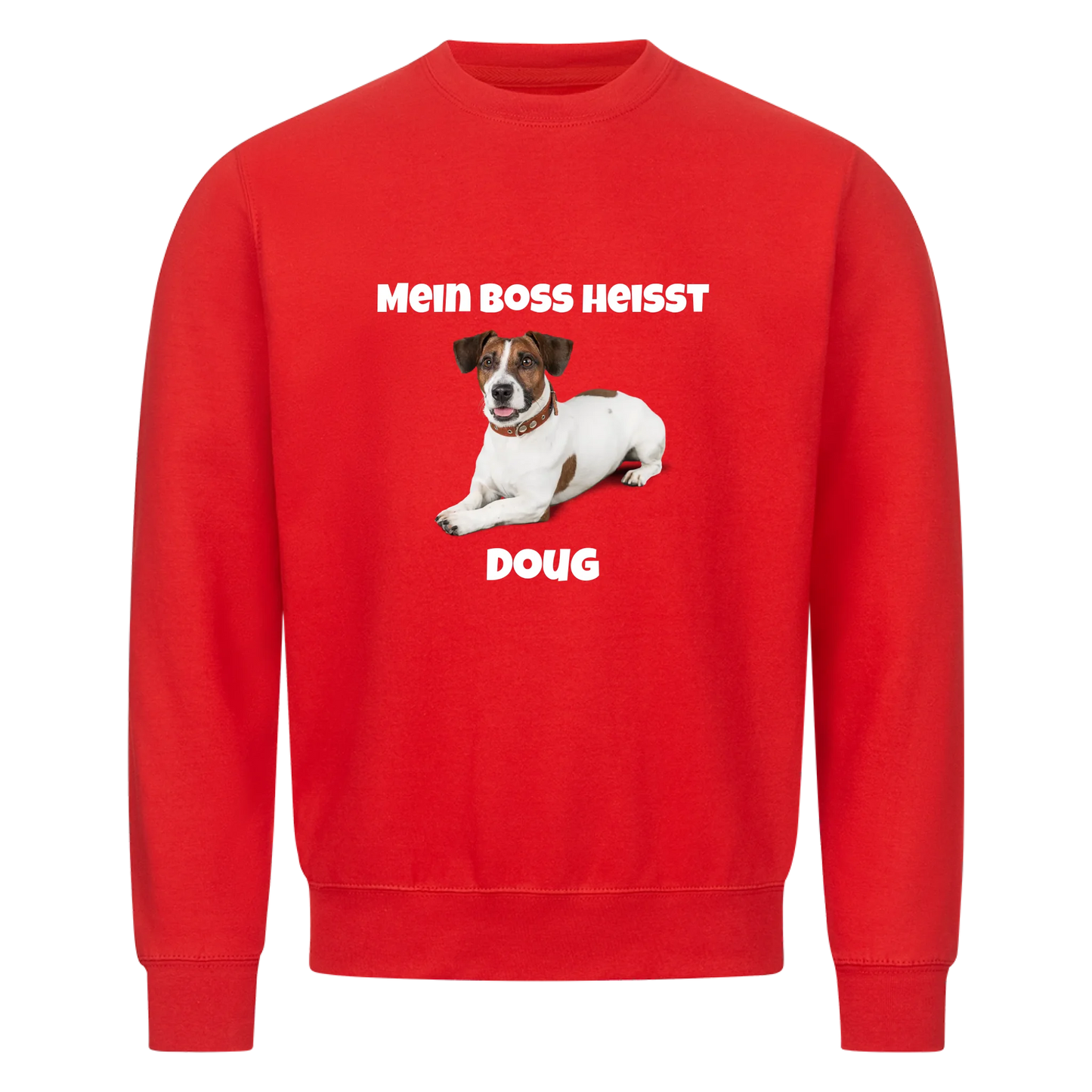Mein Boss heisst (Hundefoto) | Haustier - Sweatshirt / Pulli mit Foto und Name