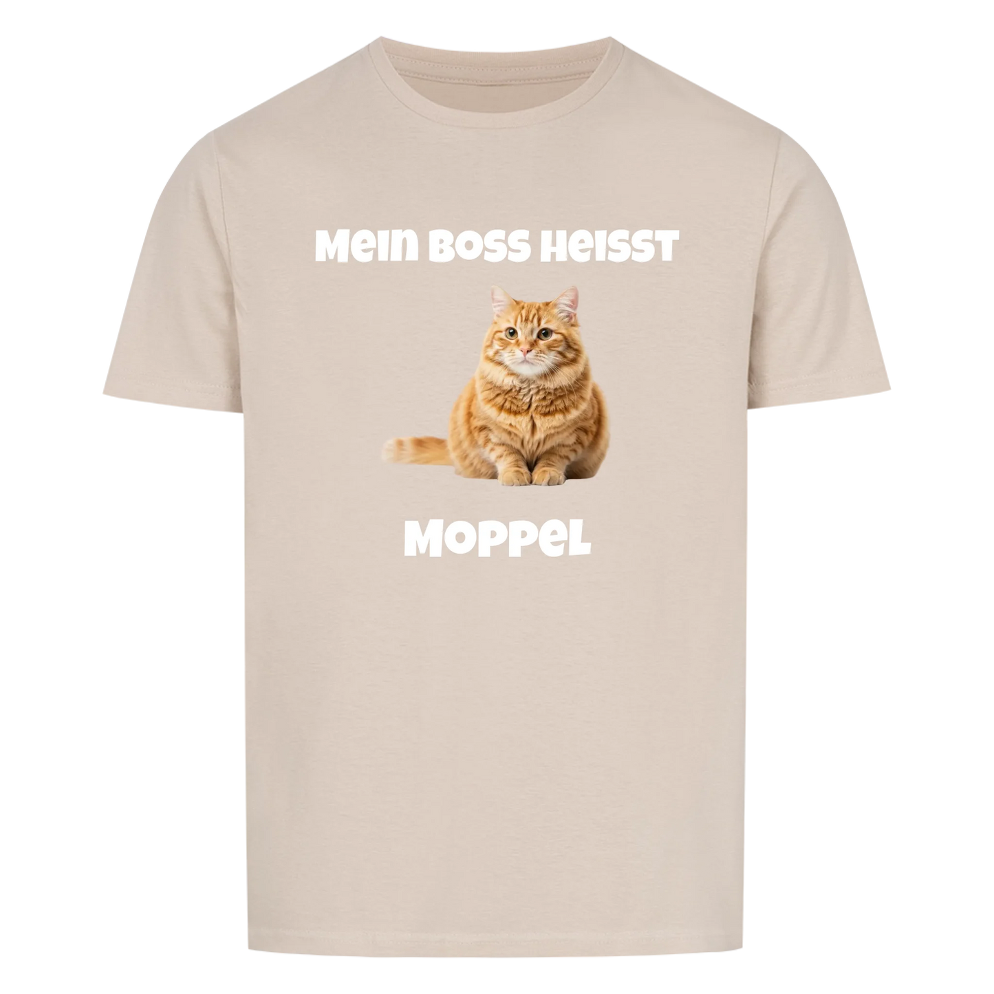 Mein Boss heisst | Haustier Katze Kater -- T-Shirt mit Foto und Name - Unisex für Männer und Frauen