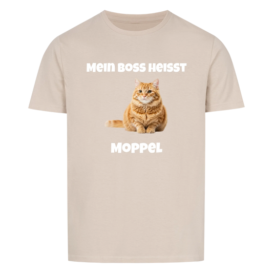 Mein Boss heisst | Haustier Katze Kater -- T-Shirt mit Foto und Name - Unisex für Männer und Frauen