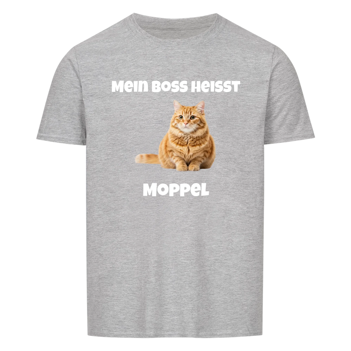 Mein Boss heisst | Haustier Katze Kater -- T-Shirt mit Foto und Name - Unisex für Männer und Frauen