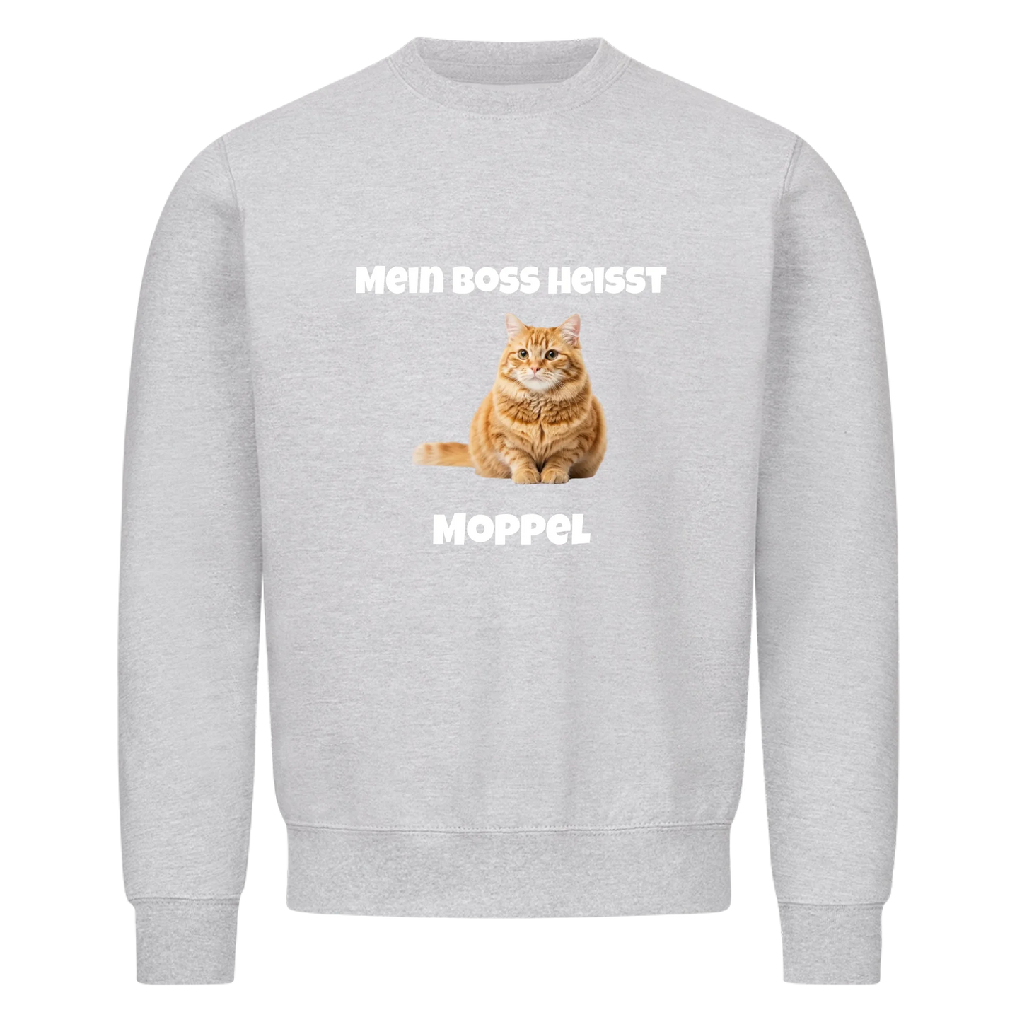 Mein Boss heisst | Haustier Katze Kater - Sweatshirt / Pulli mit Foto und Name