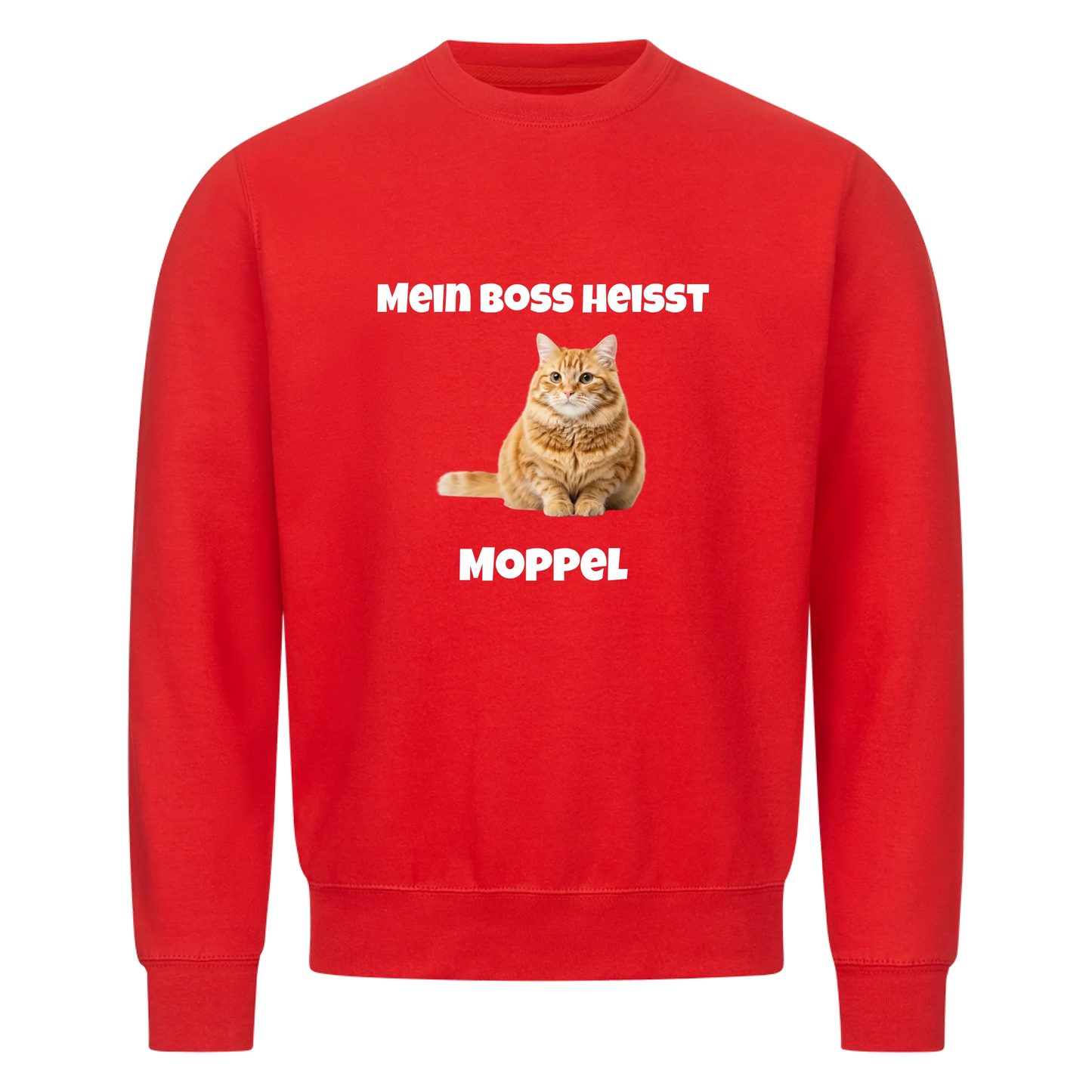Mein Boss heisst | Haustier Katze Kater - Sweatshirt / Pulli mit Foto und Name