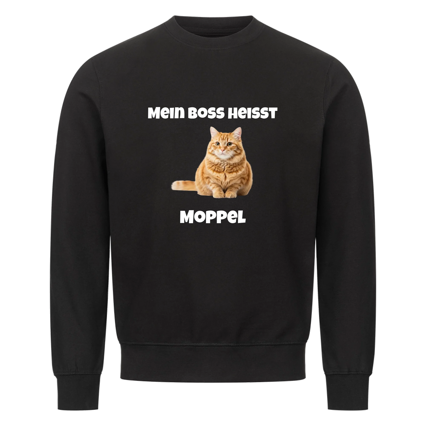 Mein Boss heisst | Haustier Katze Kater - Sweatshirt / Pulli mit Foto und Name