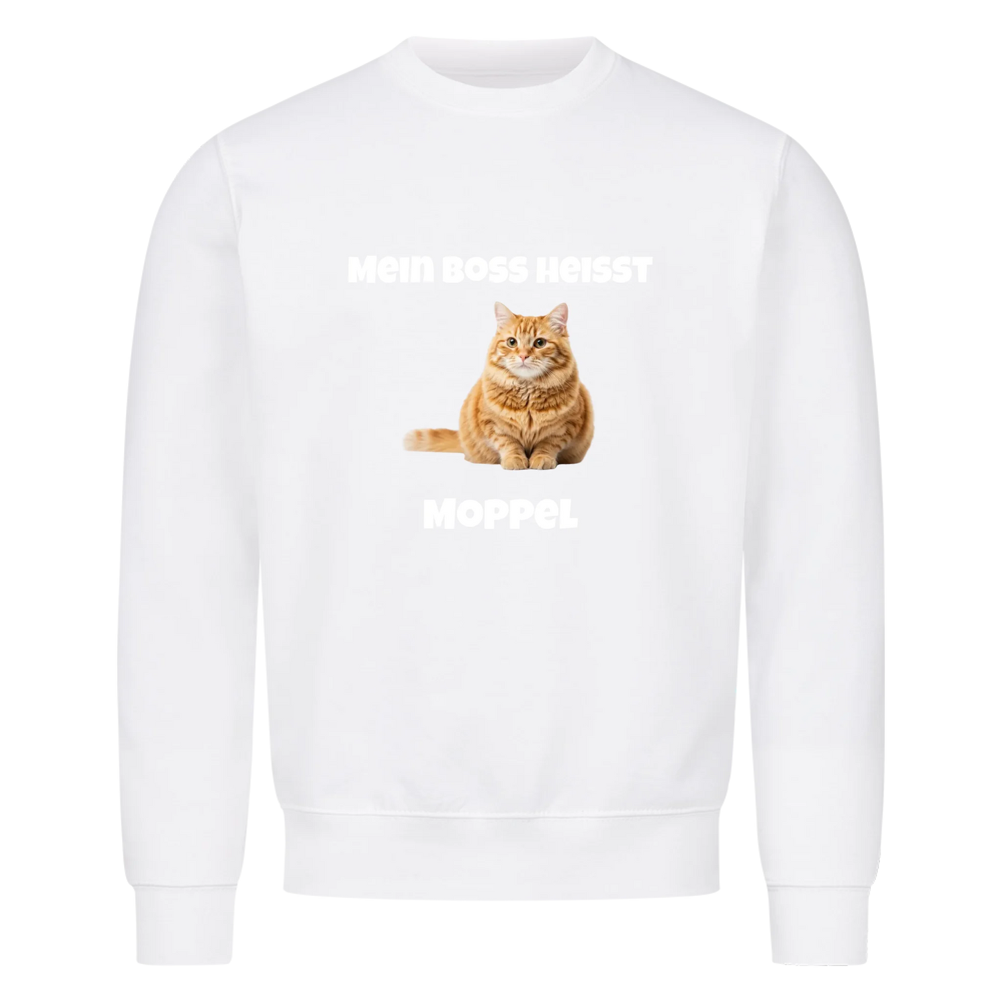Mein Boss heisst | Haustier Katze Kater - Sweatshirt / Pulli mit Foto und Name
