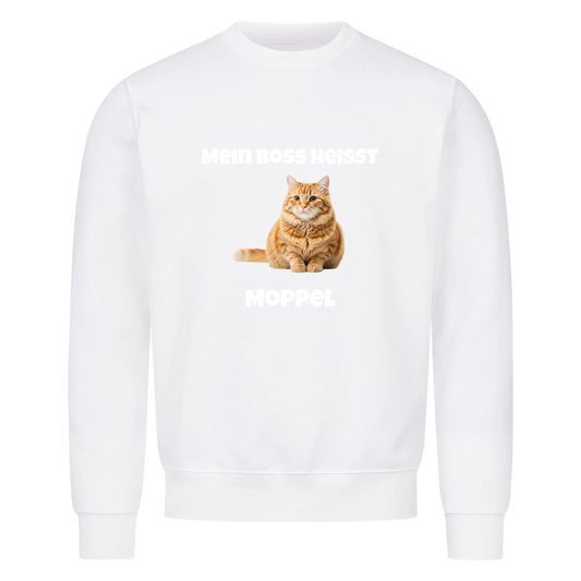 Mein Boss heisst | Haustier Katze Kater - Sweatshirt / Pulli mit Foto und Name