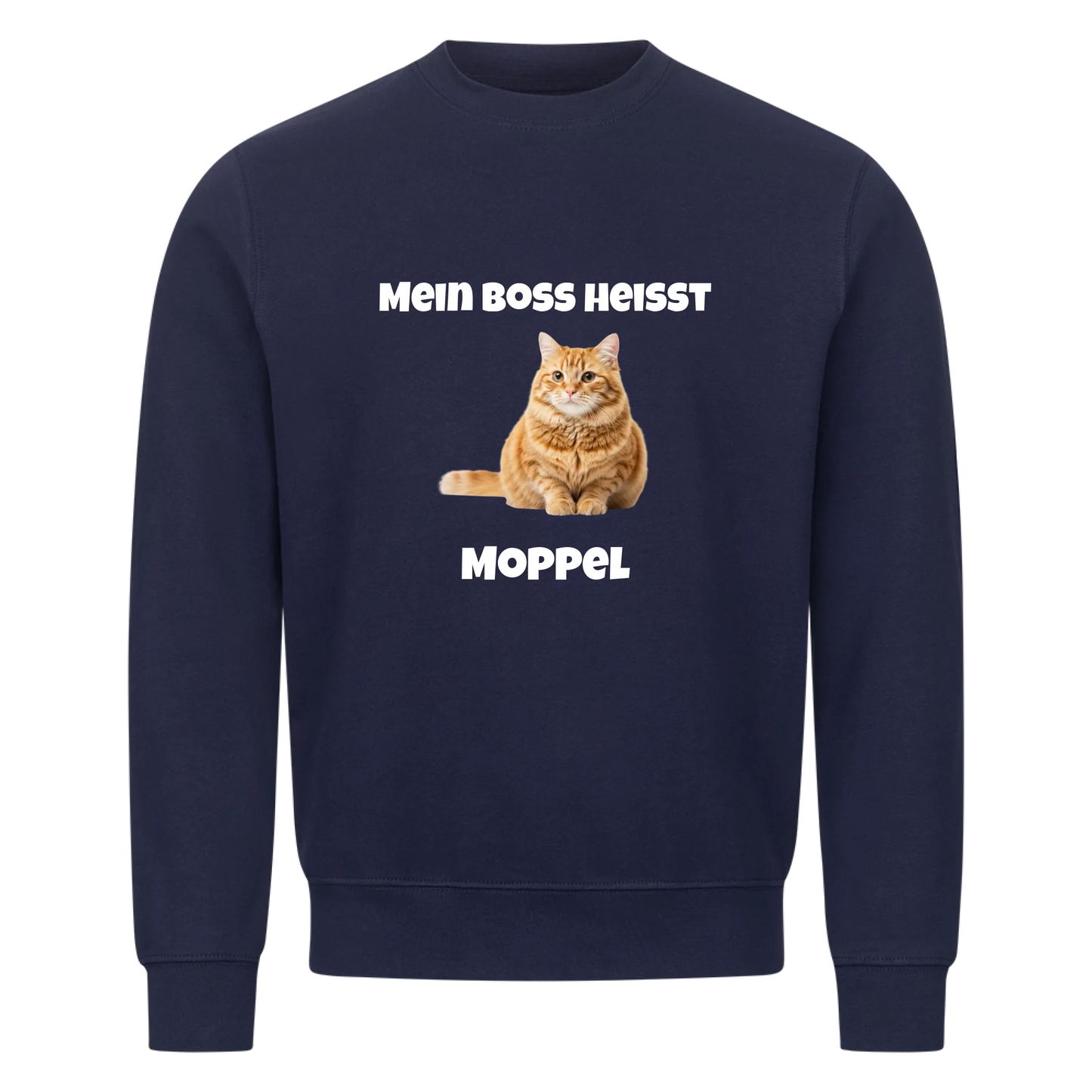 Mein Boss heisst | Haustier Katze Kater - Sweatshirt / Pulli mit Foto und Name