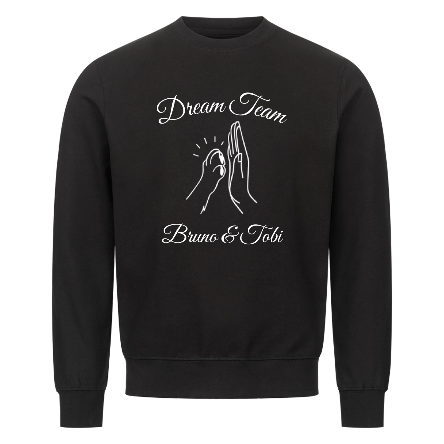 Pfote und Hand | Dream Team Haustier Hund Katze - Sweatshirt / Pulli mit Namen personalisiert