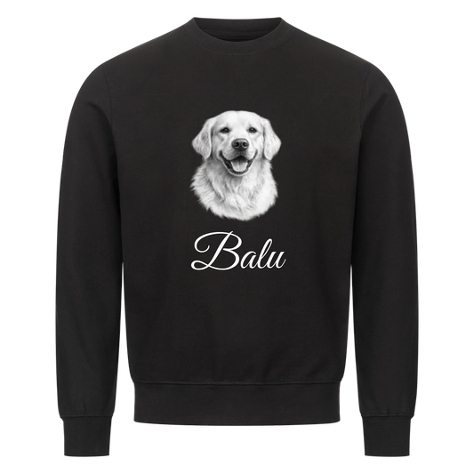 Dein Haustier als Bleistiftzeichnung - Sweatshirt / Pulli mit Namen personalisiert
